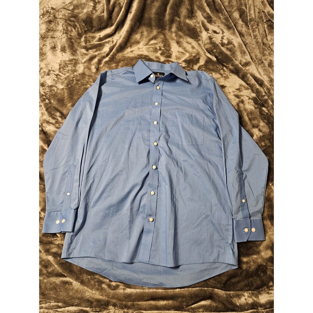 Stafford Travel Easy-Care Broadcloth Men's Dress Shirt Blue 15-15.5 32-33